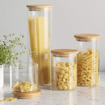 China Glass Food Storage Jars Kitchen Glass Canisters With Airtight Bamboo Lids For Coffee Flour Sugar On Global Sources Glass Canisters