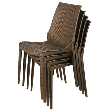 Dining Chair Outdoor Furniture, Brown Plastic Stacking Garden Chairs