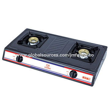 China Double Burner Teflon Gas Stove 2 Burner Gas Cooker From