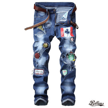 Jean Men Custom Wholesale Designers Rip Distressed Pants Men's Denim Jeans Classic on Global Sources,men trousers,Men Jeans Skinny Fit,men clothing