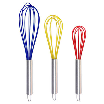 Stainless Steel Handle Egg Whisk Silicone Kitchen Mixer Balloons Wire Egg Beater