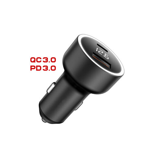Baseus Cargador de Coche Cargador De Teléfono Móvil De Pantalla LED Digital Dual USB Cargador de coche