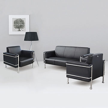 Office Furniture Sofa Black Set, Black Leather Office Sofa
