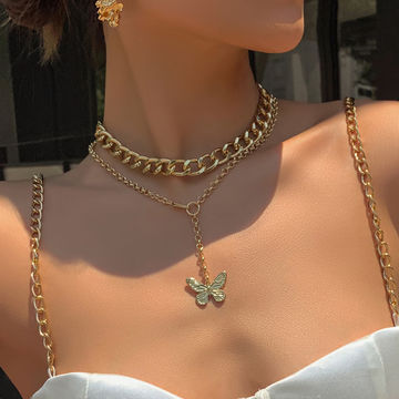Download China Fashion Personality Butterfly Pendant Alloy Thick Chain Necklace Set On Global Sources Alloy Necklace Statement Necklace Pendant Necklace