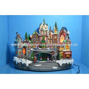 Download Chinachristmas Village With Rotating Train With Led With Music Movement Holiday Polyresin Gift Craft On Global Sources PSD Mockup Templates