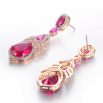 China New Design Red Corundum Zircon Drop Earring Styles From China New Design Red Corundum Zircon Drop Earring Styles