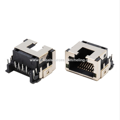 China Low profile RJ45 connector tab-down shielded with LEDs H=9.8mm on ...