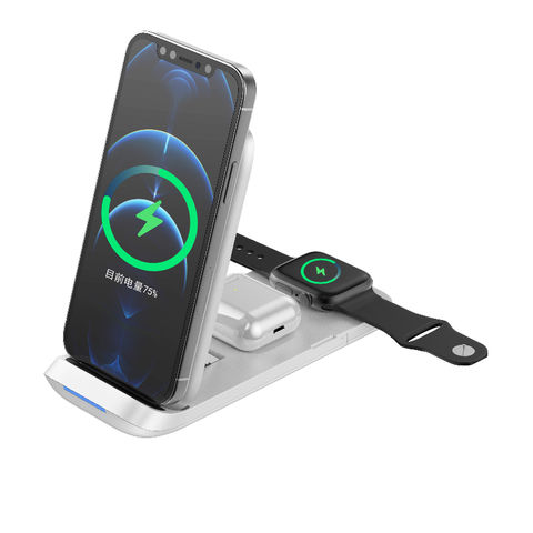Soporte Cargador Rápido 20W Inalámbrico Qi muelle de carga con Cable para Samsung & iPhone
