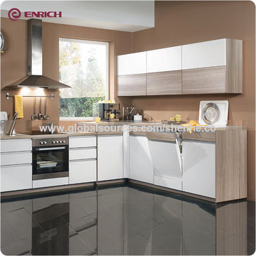 Italian Kitchen Cabinet High Gloss Grey Lacquer Kitchen Cabinet