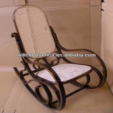 Bent Wood Rocking Chair 1 W Rattan Seat Back 2 Wooden Frame