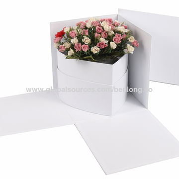 China Cubic Flower Box With Heart Shaped Inside 4 Colors Combination Foldable Posy Boxes Double Packaging On Global Sources Posy Box Decoration Case Gift Box