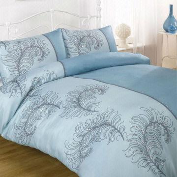Luxury Blue Embroidery Design Bedspread Best Fabric To Make