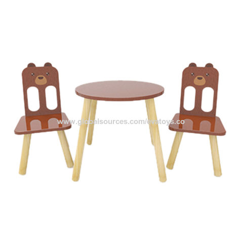 China Wholesale Cheap Kindergarten Cartoon Bear Painted Wooden Table And Chairs For Kids W08g235 On Global Sources Table And Chairs Table And Chairs For Kids Wooden Table And Chairs