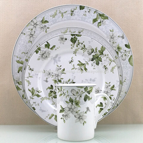 China 16 Pieces Bone China Round Shape Dinner Set Microwave Use Green Color Design Dishwasher Safe On Global Sources Porcelain Dinner Set Tableware Ceramic Plate