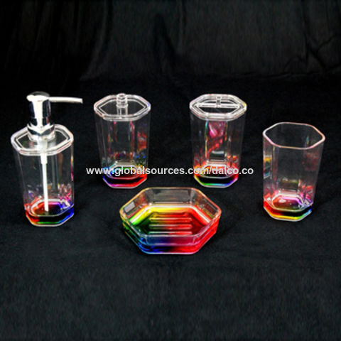 Taiwan Rainbow Painted Bathroom Set Of Lotion Dispenser Tumbler Bathroom Set Taiwan