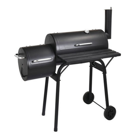 charcoal bbq with rotisserie and smoker