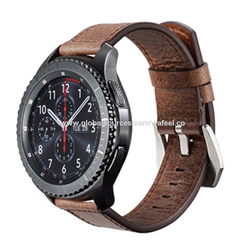 China Gear S3 Frontier Classic Band With Silver Clasp 22mm Genuine Leather Band Straps For Samsung On Global Sources