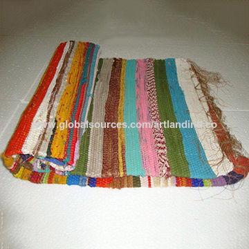 Handmade Yoga Mat Made Of Old Recycled Cotton Sari Cloth And Used