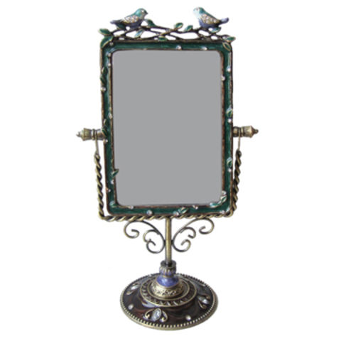 China Antique Style Green Enameled Jeweled Birds Decor Tabletop Enameled Jeweled Birds Decor Tabletop
