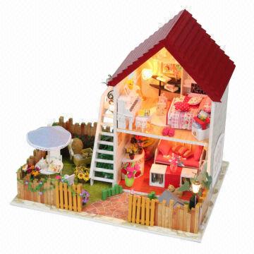 wooden toy house garden