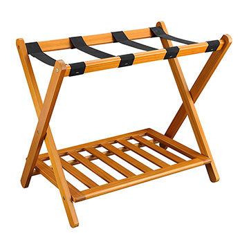 China Modern Folding Wood Luggage Rack With Shelf Foldable