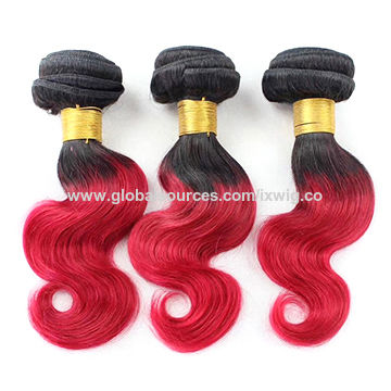 China Dark Roots Two 3 Tone Sew In Human Hair Weave Ombre Colored