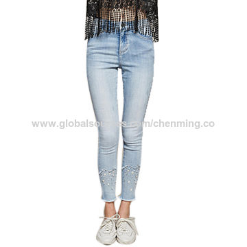 China Tejanos elásticos casuales del largo del tobillo del color claro del  precio al por mayor de las mujeres encendido Global Sources,mezclilla de la  mujer,mezclilla del dril de algodón,pantalones de la mezclilla