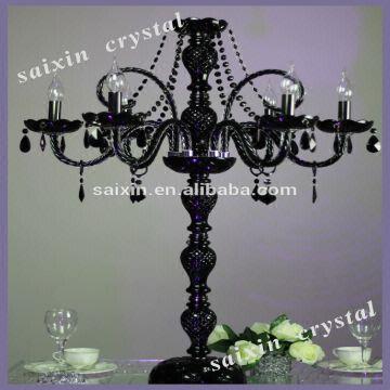 Wedding Table Decoration Black Crystal Glass Candelabra Zt 180