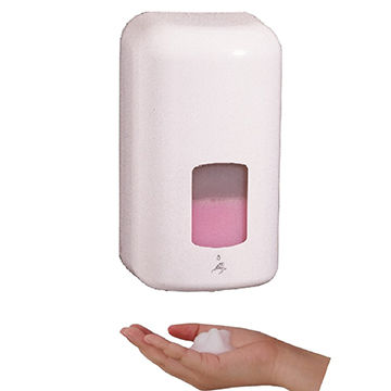 red automatic soap dispenser
