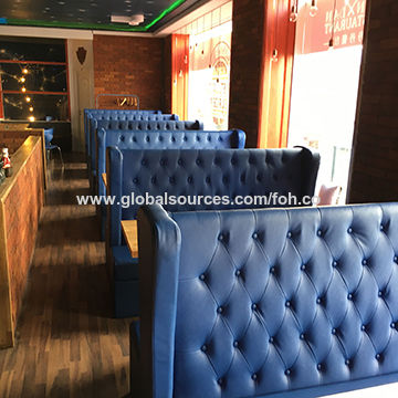 Blue Leather Button Tufted Restaurant Booth Seating Global Sources