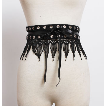 New Women S Belt Fashion Cummerbunds Design Lace Rivets Tassel