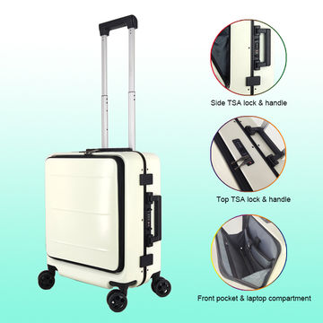 China 18 Inch Trolley Laptop Suitcase With Front Pocket And Laptop Compartment Carry On Cabin Size Luggage On Global Sources Aluminum Luggage Front Pocket Luggage Trolley Laptop Bag