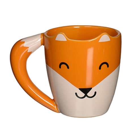 China Fox Shaped Mug Ceramic Travel Mug Orange Coffee Tea Cup on Global ...