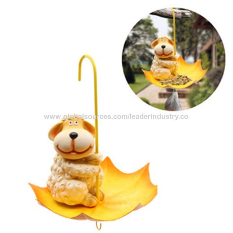 China New Iron Hanging Umbrella Bird Feeder With Sheep Figurine