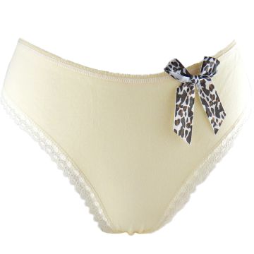 Sexy Lepoard Bow Ladies Briefs Comfortable Lace Trim G String