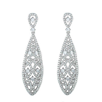China Heye Luxury Crystal Earring Korean Style Long Drop Long Crystal Drop Earrings China
