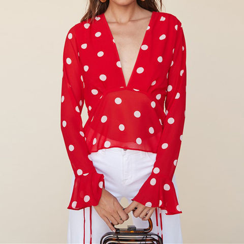 red polka dot peplum top