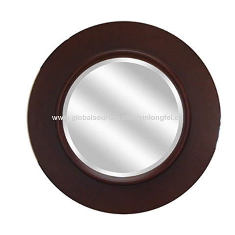 Modern Round Bathroom Wall Mirror Solid Wood Frame