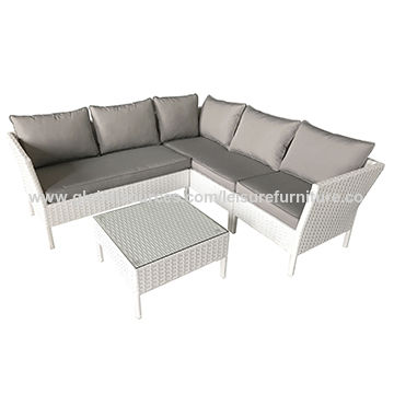 Outdoor Rattan Garden Furniture 4 Pcs Sofa Set White Rattan Woven Global Sources