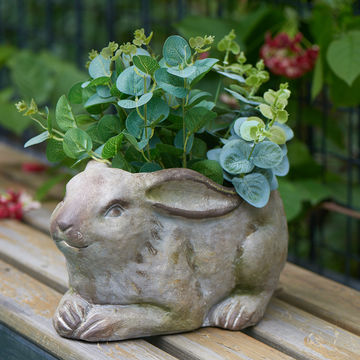 China Magnesia Rabbit flower pot gardening planter decoration bronze ...