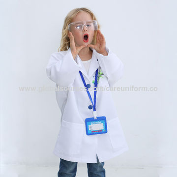 Girls Kids Childrens Doctors White Coat Fancy Dress Costume Outfit Stethoscope 