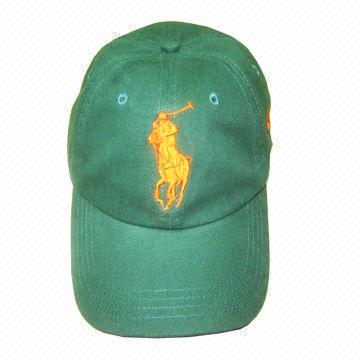green polo hat with orange horse