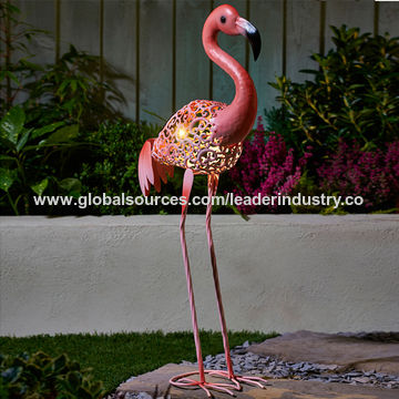China Bsci Factory Decorative Metal Flamingo Statue With Solar Light Garden Ornaments On Global Sources - Flamingo Statues Garden