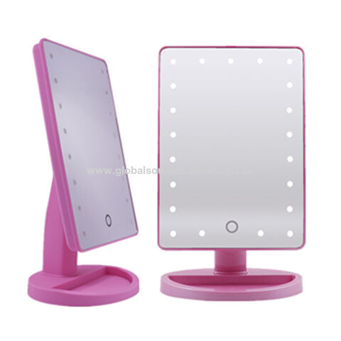 Table Mirror With 16 Leds Lights On, Battery Operated Makeup Mirror Lights