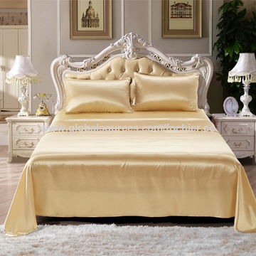 China 100 Polyester Bed Sheet 4pcs Bright Bedding Set Satin Smoothy Silk Feeling On Global Sources Full Size Bed Sheets Bed Sheets Golden Yellow Polyester Bed Sheets