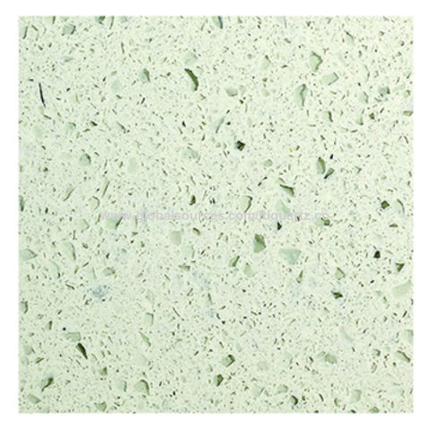 China Light Green Countertop Solid Surface Quartz Stone Slab On