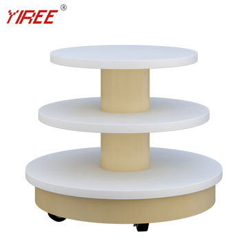 Round Tiered Display Showcase Table, Round Display Table Retail
