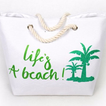 canvas beach bag with zip