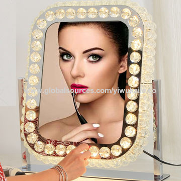 China Crystal Shiny Lady Gift Luxury Makeup Mirror Led Lights Hollywood On Global Sources Vanity With Desktop Lighted For Girl Led Makeup Mirror Lighted, Luxury Makeup Mirror With Lights