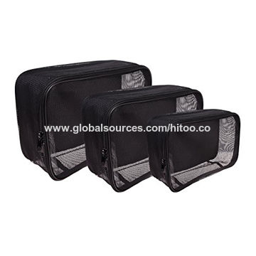 China Customized 3 Piece Assorted Size Mesh Cosmetics Makeup Bag Cosmetics Makeup Bag China